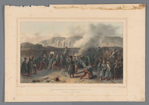 Beschieting van de Citadel, 1832 Rompiendo la batería en acción (título sobre el objeto) Dibujos hechos de la naturaleza en el asedio de la Ciudadela de Amberes por Raffet (título de la serie sobre el objeto)