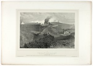 Salida de la tercera columna, llamada el apoyo, de Souvenirs d’Italie: Expédition de Rome de Denis Auguste Marie Raffet