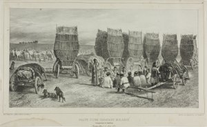 Lugar de parada de una caravana moldava que transportaba carbón, Besarabia, 5 de agosto de 1837. de Denis Auguste Marie Raffet