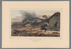 Ruinas, 1832 Ruinas en el Bagne (título sobre objeto) Dibujos hechos de la naturaleza en el asedio de la Ciudadela de Amberes por Raffet (título de la serie sobre el objeto)