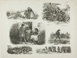 Hoja de bocetos de Denis Auguste Marie Raffet