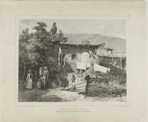 Casas de campesinos tártaros en la aldea de Déré-Koui, cerca de Yalta, Crimea, 31 de agosto de 1837 de Denis Auguste Marie Raffet