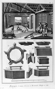 Una fragua, horno, fundición en arena, 1751-1777 de Denis Diderot