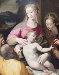 El matrimonio místico de Santa Catalina de Denys Calvaert or Calvart