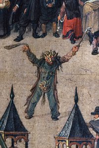 El triunfo de la archiduquesa Isabel en el Ommeganck en Bruselas el 31 de mayo de 1615, detalle de una figura con disfraz de diablo, 1615 (detalle)
