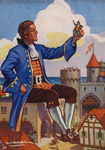 Gulliver y la gente pequeña (litografía en color)