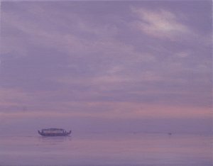 Barco de pesca en el lago Vembanad, Kerala