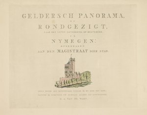 Belvédère en Nijmegen Lugares de interés alrededor de la ciudad de Nijmegen (título de la serie) Geldersch panorama o vista redonda de la vida dibujada en belvedere en Nymegen (título de la serie sobre el objeto) de Derk Anthony van de Wart