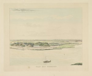 Vista del Waal al norte de Nijmegen Hacia el norte (título sobre el objeto) Lugares de interés alrededor de la ciudad de Nijmegen (título de la serie) Panorama de Geldersch o vista redonda de la vida dibujada en belvedere en Nymegen (título de la serie) de Derk Anthony van de Wart