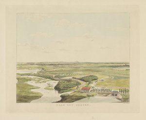 Vista del paisaje al este de Nijmegen Hacia el Este (título sobre el objeto) Lugares de interés alrededor de la ciudad de Nijmegen (título de la serie) Panorama de Geldersch o vista redonda de la vida dibujada en belvedere en Nymegen (título de la serie) de Derk Anthony van de Wart