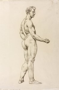 Estudio de una figura masculina, c.1906-07 (tiza negra sobre papel) de Derwent Lees