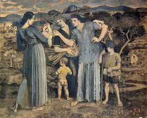 Madres y niños en el paisaje de Derwent Lees