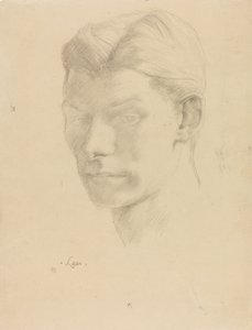 Retrato de hombre, c.1906-08 (lápiz sobre papel) de Derwent Lees