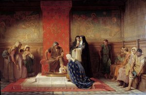 Santa Isabel de Francia (hermana de San Luis) lavando los pies de los pobres