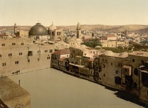 El estanque de Ezequías, Jerusalén, Tierra Santa, c.1890-c.1900 (impresión fotocromática) de Detroit Photographic Co.