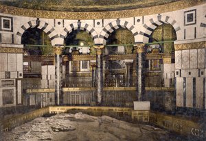 La roca en la Mezquita de Omar, Jerusalén, c.1890-c.1900 (impresión fotocromática) de Detroit Photographic Co.