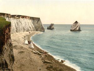 Arco de Freshwater Bay y Stag Rocks, Isla de Wight, Inglaterra, c.1900