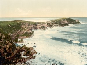 Towan Head, Newquay, Cornualles, Inglaterra, impresión fotochrome, c.1900 de Detroit Publishing Co.