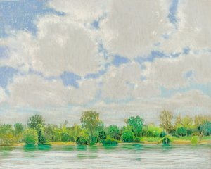 American River View, 2017 (pastel sobre papel) de Diana Jahns