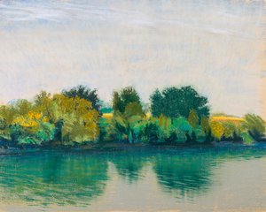 Río tranquilo, 2017 (pastel sobre papel) de Diana Jahns