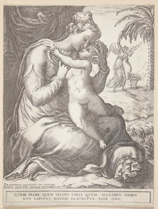 La Virgen María con el niño de Diana Scultori