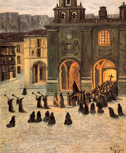Viernes Santo en Down, Orduna, pintura de Darío de Regoyos de Diario or Dario de Regoyos y Valdes