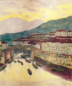 Llegada de pescadores a Ondarroa de Diario or Dario de Regoyos y Valdes