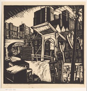 La vieja y la nueva ciudad (título original en el objeto) de Dick Ket (signed by artist)