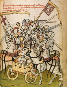 Escena de batalla durante las cruzadas católicas contra los husitas, los seguidores de Jan Hus (o Juan Huss) de Diebold (workshop) Lauber