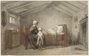 Madre e hija en la cama del niño