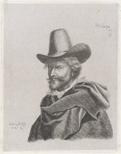 Retrato de Peter Paul Rubens con capa y sombrero de copa de Diederik Jan Singendonck