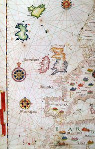 Las Islas Británicas, Iberia y el noroeste de África, detalle de un atlas mundial, 1565 de Diego Homem