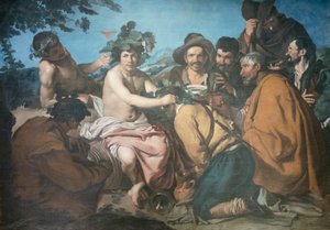 Triunfo de Baco, alias los bebedores, según Diego Velázquez (temple sobre papel pegado al lienzo)