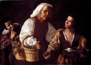 Dos muchachos y vieja con fruta o La vieja frutera de Diego Rodriguez de Silva y (attr. to) Velazquez