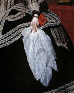 Mano y pañuelo (detalle) del retrato de la Reina Mariana de Austria (1634-1696), esposa de Felipe IV