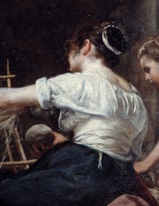 Las hilanderas o la fábula de Aracne (detalle). Pintura de Diego Rodríguez de Silva y Velázquez (1599-1660) de Diego Velázquez