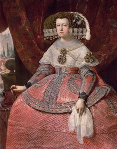 Reina María Ana de España con un vestido rojo, 1655-60 de Diego Velázquez