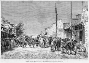 Residencia francesa en Hanói. Grabado de Lancelot, después de una fotografía, para ilustrar la historia Treinta meses en Tonkín en 1884, por el Doctor Hocquard, en Le Tour du monde 1889, dirigido por Edouard Charton (1807-1890), Hachette, París. de Dieudonne Auguste Lancelot