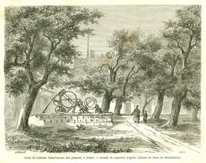 Vista del patio del antiguo Observatorio Jesuita en Pekín (Beijing), China. Grabado por Lancelot, en “Le Tour du Monde, Nouveau journal des Voyages”, editado por Edouard Charton, París de Dieudonne Auguste Lancelot