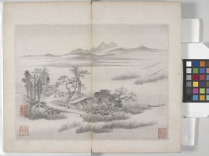 Álbum de pinturas de paisajes (tinta sobre papel) de Ding Yunpeng