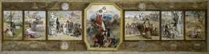 Boceto para la sala de matrimonios del ayuntamiento del distrito 19 de París: La bandera tricolor, alegorías republicanas de Diogene Ulysse Napoleon Maillart