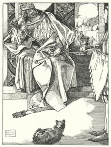 "El Rey rechazó todo refrigerio" (grabado) de Dion Clayton Calthrop