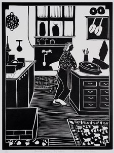La cena está lista, Ripertoli (linograbado) de Dione Verulam