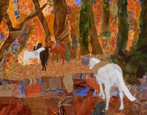 Ponis en el bosque, 2024 (collage) de Dione Verulam