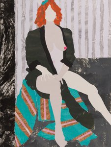 Algo para colgar el sombrero, desnudo (collage)