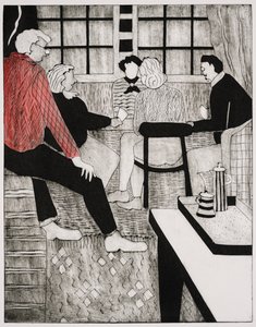 El profesor del puente (collagraph)