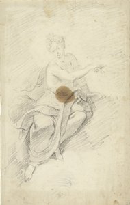 Estudio de una ninfa o diosa sentada en las nubes de Dionys van Nijmegen (possibly)