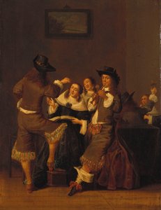 Figuras Elegantes Bebiendo y Divirtiéndose en un Interior, 1653