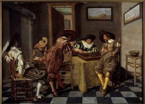 La parte del tric trac (tric trac: antiguo juego de Backgammon) de Dirck Hals