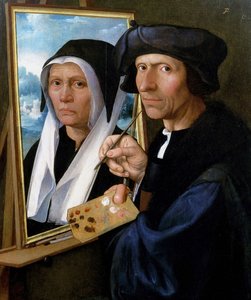 Jacob Cornelisz. van Oostsanen pinta un retrato de su esposa